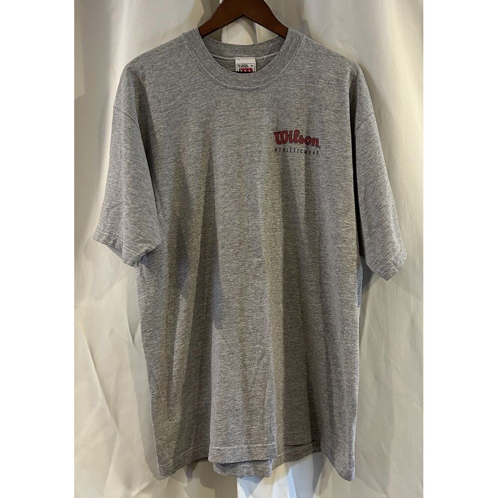 Vintage Wilson T-Shirt Mens XLarge Logo‎ Athletic Wear Tennis Made In USA Gray